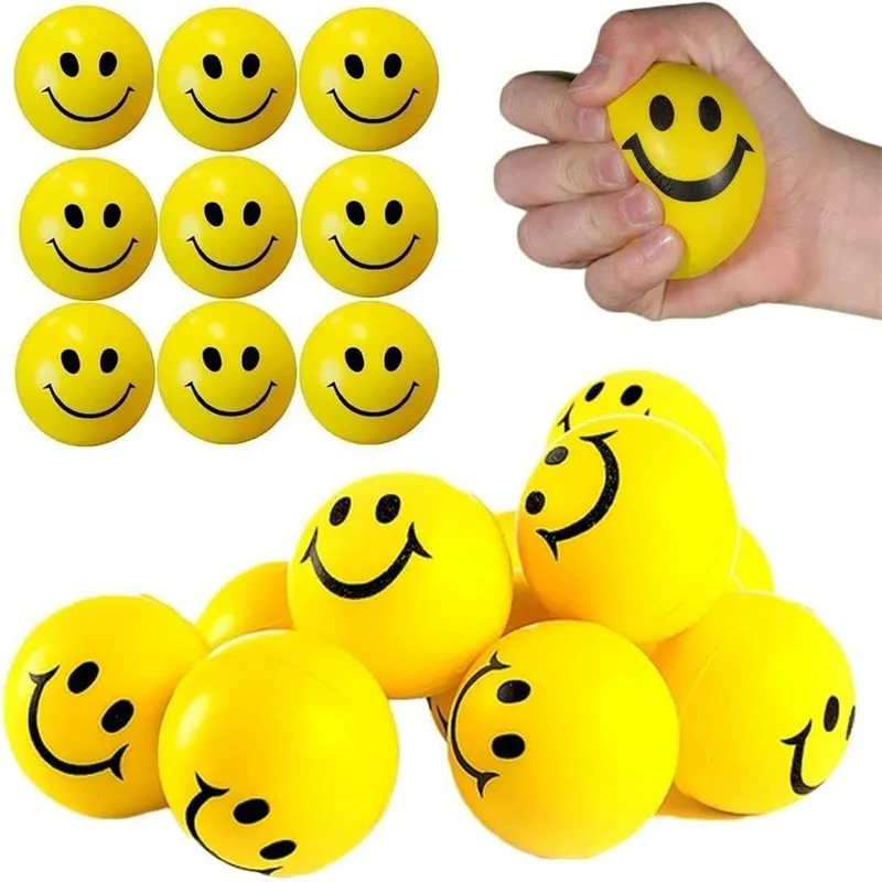 6.3Cm Smile Face Foam Ball Squeeze Stress Bal Outdoor Sport Relief Speelgoed Hand Pols Oefening Pu Speelgoed Ballen Voor Kinderen