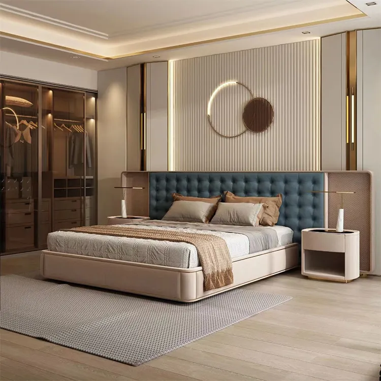 Cabecero de cama king size tapizado doble moderno con cabecero alto diseños de respaldo alto marco de cama tufty