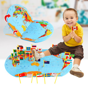 Detailed Cartography <strong>Map</strong> Geographic Knowledge Learning Wooden World <strong>Map</strong> - Product Image 2