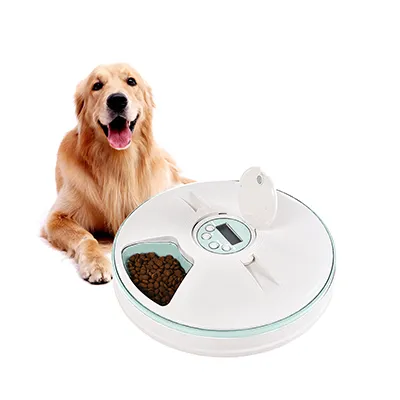 Alimentador automático de plástico ABS para mascotas, seis comidas, alimentador con batería, gran oferta