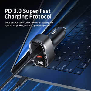 MacBook 16 "ที่ชาร์จในรถยนต์แล็ปท็อปหน้าจอซิการ์65W อะแดปเตอร์แปลงไฟ DC <span class=keywords><strong>USB</strong></span> C 100W 3พอร์ตชาร์จเร็วป้องกัน OVP GAN 30W
