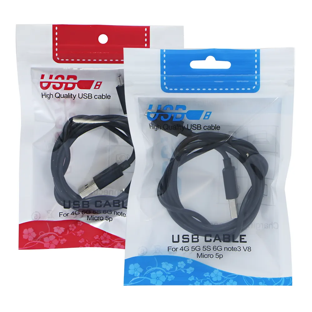 Tas Paket Ritel Kabel USB, Tas Paket Ritel Kualitas Bagus Poli Kemasan Kabel Usb Tahan Air dan Anti Lembap Pabrik Profesional untuk Ritsleting Kabel USB