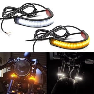 36LEDフレキシブルホワイトイエローデュアルカラーオートバイフォークLEDターンシグナルブリンカーDRLデイタイムランニングライトバイクストリップライト