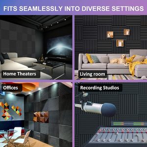 Jber 12-Pack 1 "x 12" x 12 "x 12" tấm xốp cách âm mật độ cao tự dính cho phòng tập cách âm và nêm - Product Image 3