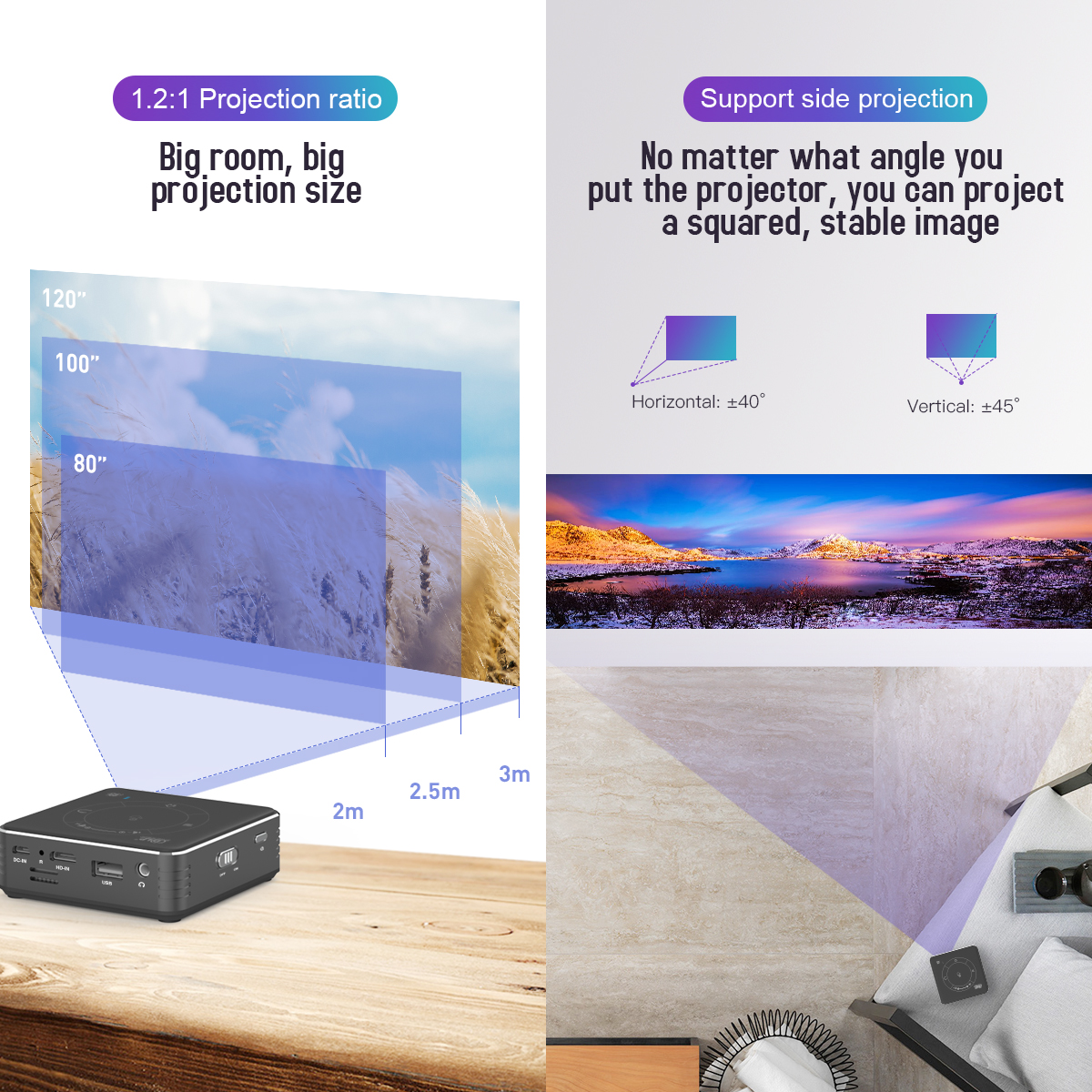 smart touch home portable projector mobile phone mini DLP pocket projector