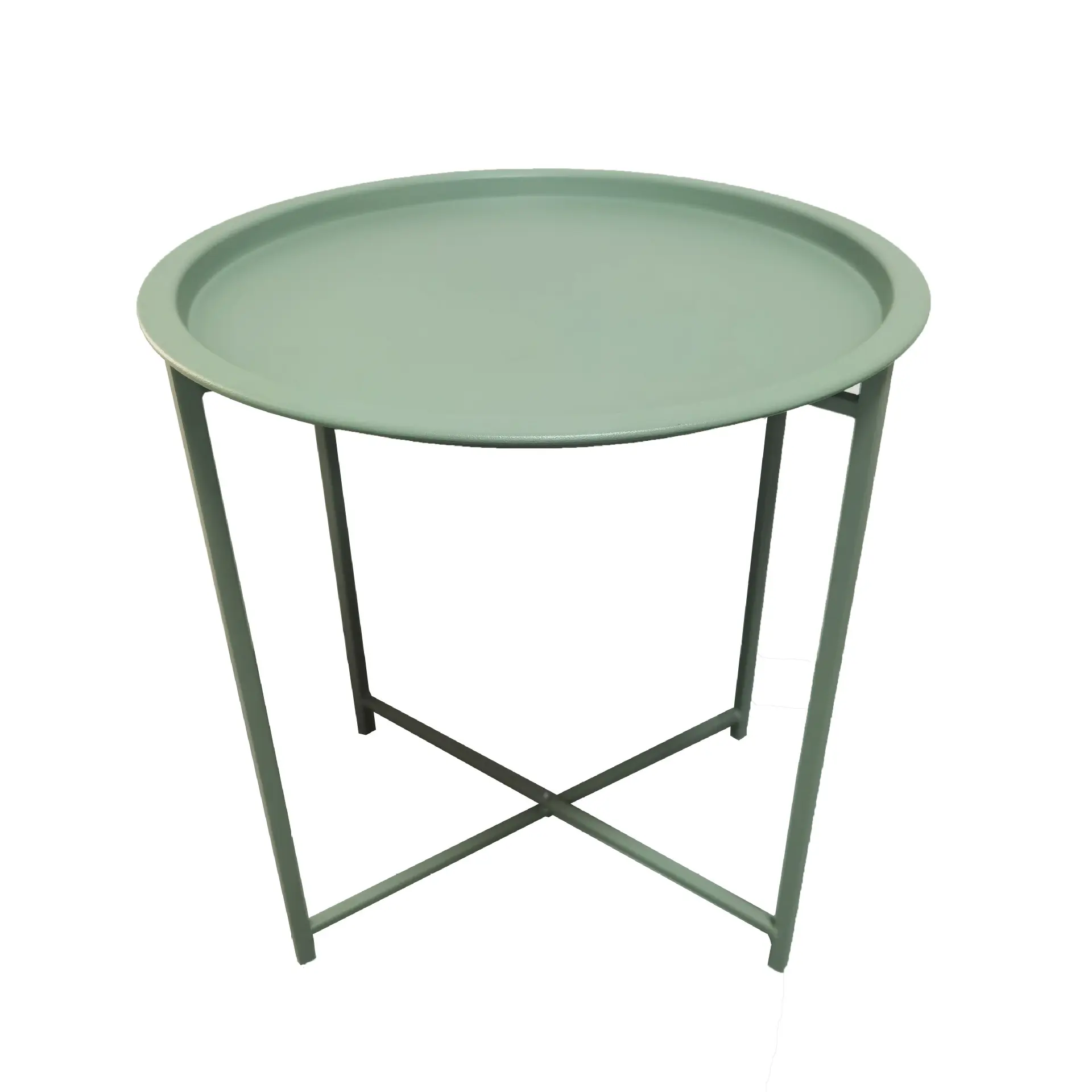 Venta caliente diseño Simple muebles de exterior jardín balcón mesa de centro duradera redonda portátil Metal Bistro mesa plegable