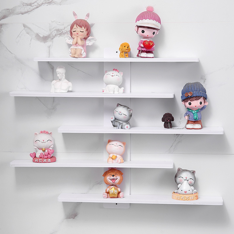 5-tier white wall-mounted figurine storage rack