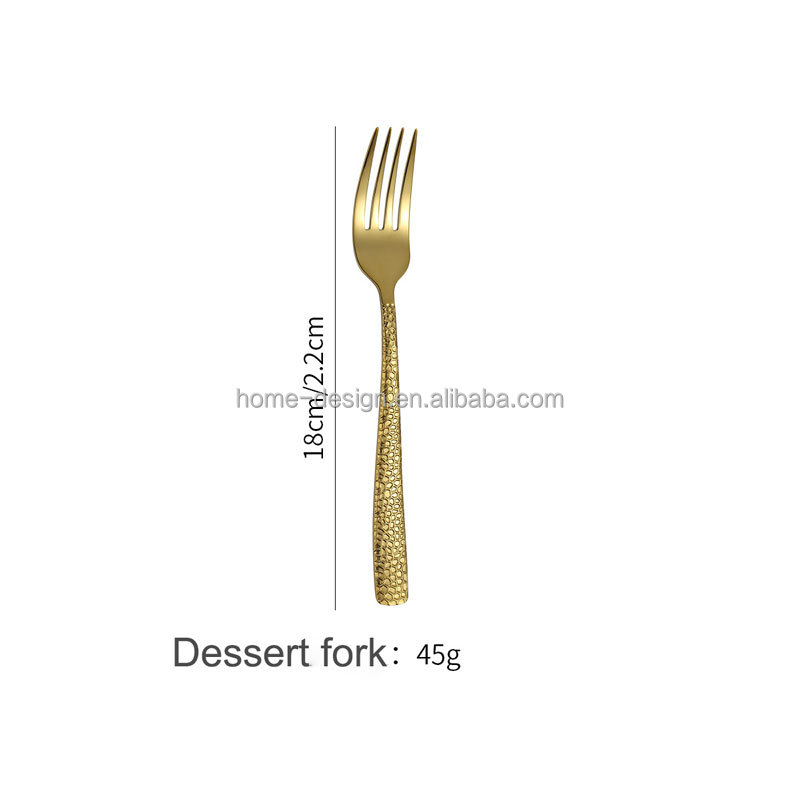 fourchette à dessert en argent-or