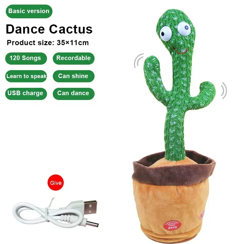 2023 Atacado Venda Quente Elétrica Brinquedos De Pelúcia Musical Cactus Brinquedos Para Crianças Falando Dança Cactus Brinquedos Kids Gift