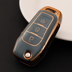 Soft TPU Golden Edge <strong>Key</strong> Case Cover for <strong>Ford</strong> Focus <strong>2</strong> 3 MK3 ST RS Ecosport Fuga Escape Fiesta Fold <strong>Key</strong> 3 Button Auto <strong>Key</strong> Holder - Product Image 3