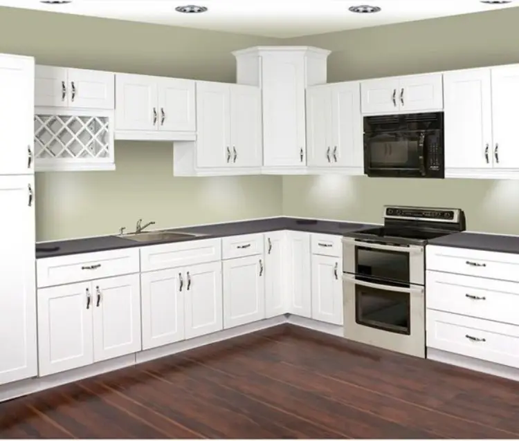 Petites armoires de cuisine modernes Armoire de cuisine en bois massif blanche populaire Armoires de cuisine modulaires