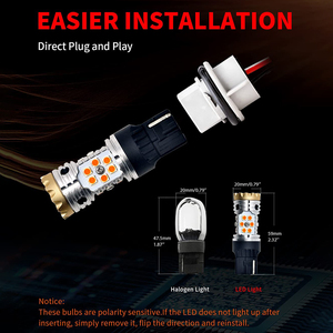 หลอดไฟแอลอีดี7440เป็นสัญญาณเลี้ยวด้านหน้าแบบ24smd3030หลอดไฟ7443ไฟกระพริบ LED cambus - Product Image 6