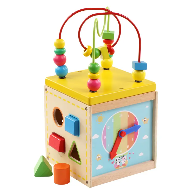 Offres Spéciales labyrinthe cube perles en bois coffre au trésor 1-3 ans puzzle perles jouet pour enfants tétraèdre bébé cadeau