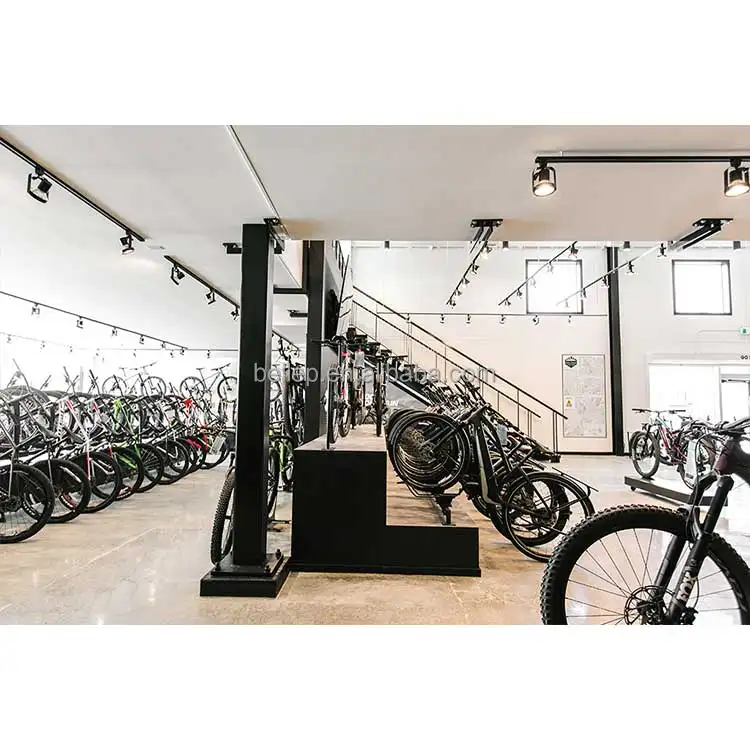 Benutzer definierte Urban Cyclery Mountain Cycling Display Stand Mode Fiets Store Dekoration Bike Shop Retail Design