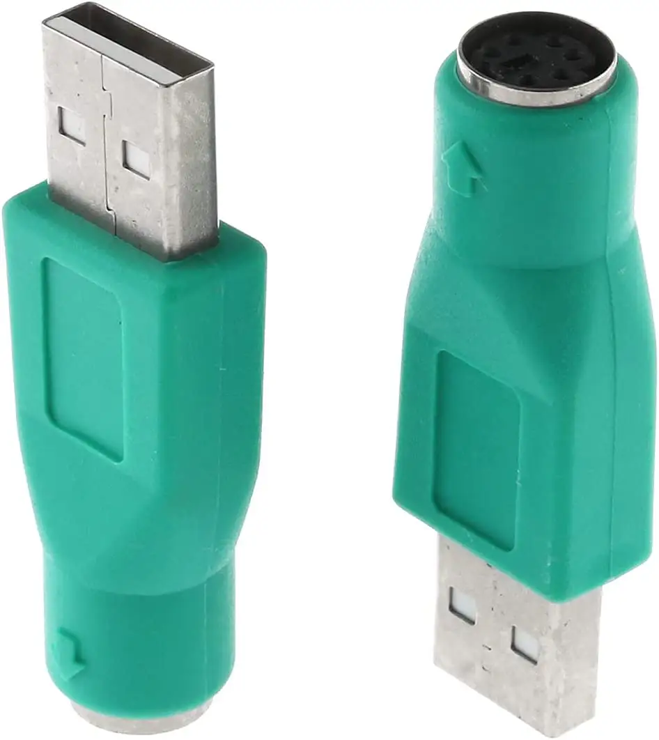 Adaptador USB a PS2, convertidor verde PS 2 hembra a USB macho, adaptador para ratón y teclado