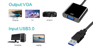 Convertidor de adaptador USB a VGA Pantalla de salida VGA de entrada USB 2,0 con cable de audio USB a VGA - Product Image 6