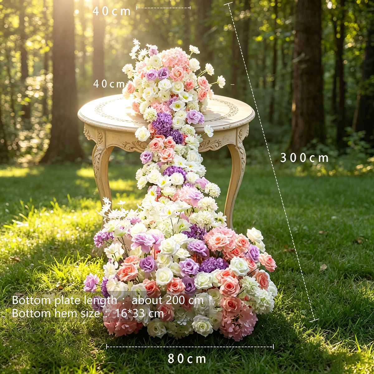 3m cream white danfeng waterfall flower without shelf sucker