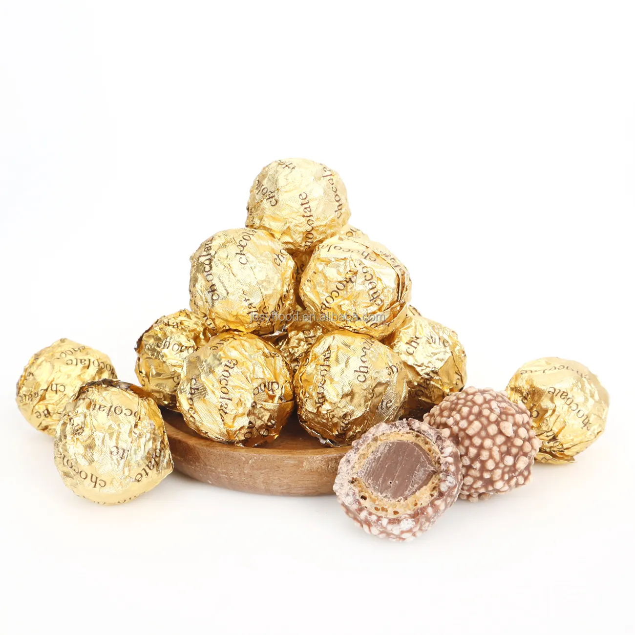 الجملة مخصص علبة هدايا بها شوكولاتة أعلى الصف الشوكولاته صلصة ملء رقاقة الذهبي الشوكولاته الكرة