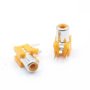 高端<span class=keywords><strong>RCA</strong></span>母连接器AV插座1端口垂直90度3针连接器黄色，用于<span class=keywords><strong>PCB</strong></span>焊接AV插座插头<span class=keywords><strong>RCA</strong></span>