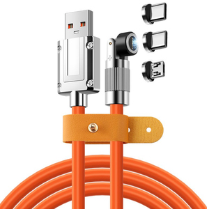120w 1.2m 3in1 180 360 Degree Rotate Rotating Magnet <strong>Silicone</strong> <strong>Rubber</strong> <strong>Usb</strong> Fast Charging 3 in 1 Magnetic Charging Data Cable - Product Image 2
