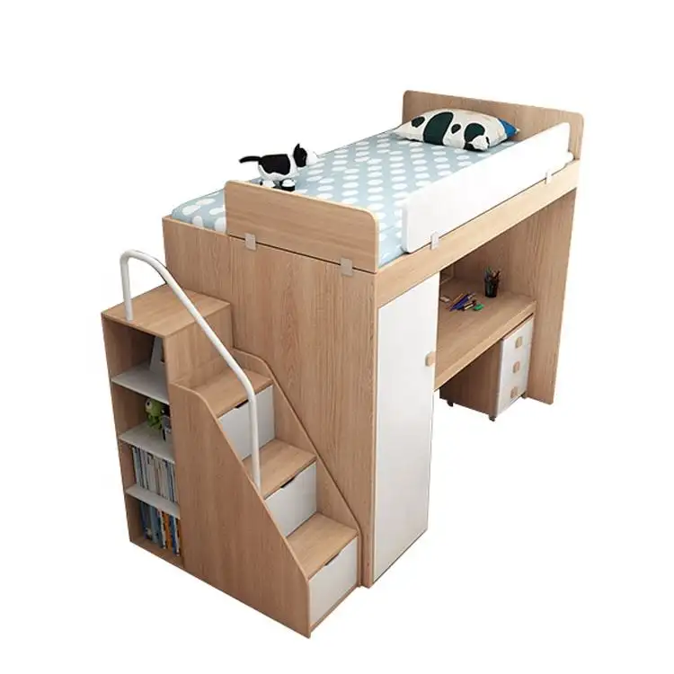 SXC-13 letto a castello per bambini Set di mobili per camera dei bambini moderno in legno massello letto a castello 3 in 1 con ripostiglio