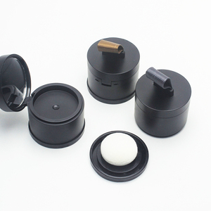 Round Black <strong>Make</strong> up Container Empty Loose <strong>Compact</strong> Powder case with Mirror - Product Image 2