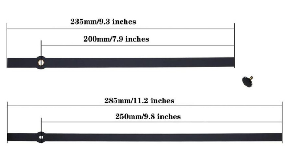HR02079 couleur noire (aiguille des heures 200 mm, aiguille des minutes 250 mm)