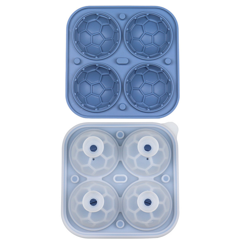 4 blue football ice molds