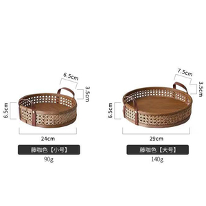 手工编织波西米亚风格装饰长方形藤制托盘，带聚氨酯手柄，用于茶几派对浴室装饰 - Product Image 2