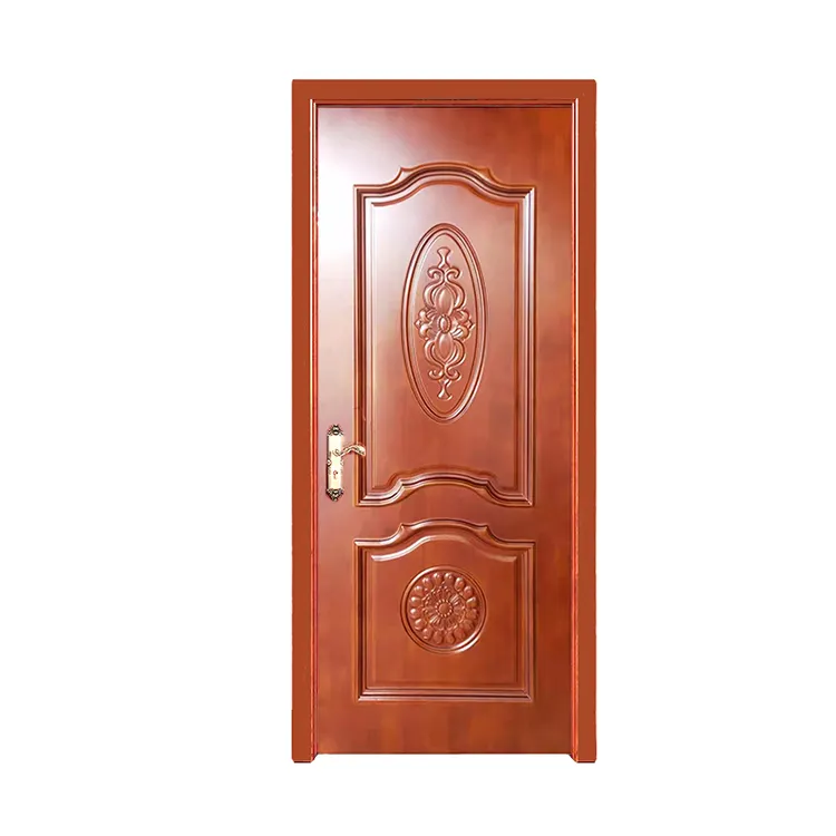 Puerta interior precolgada de madera MDF, núcleo hueco imprimado blanco, estilo artesano, 3 paneles, precio barato