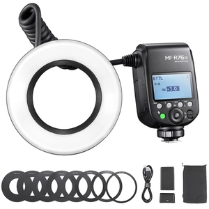 尼康顶级产品Godox MF-R76N TTL宏环形闪光灯，配有2.4 GHz X无线系统