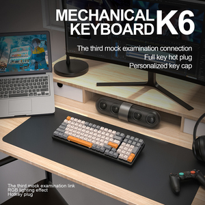 Teclado mecánico K6 100 teclas RGB 5,0 BT 2,4G con cable 3 modos de juego Teclados mecánicos inalámbricos para Tablet PC - Product Image 5