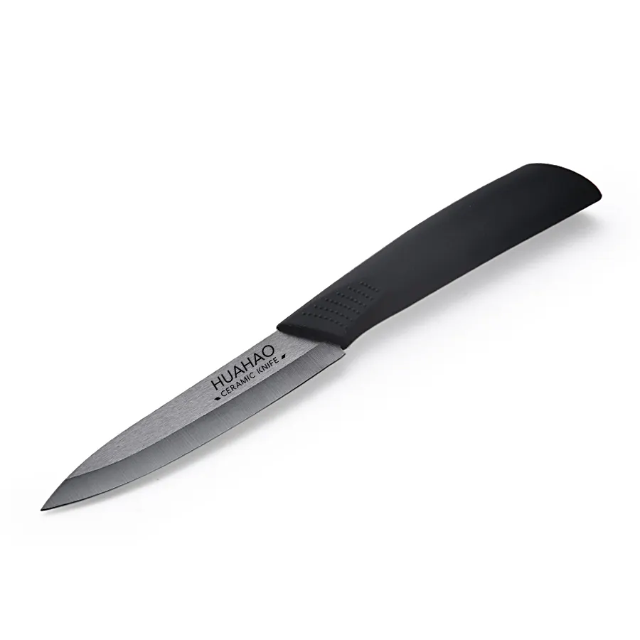 Cuchillo cerámico negro 4 pulgadas pelar fruta cuchillo de cerámica con cuchillo cubierta