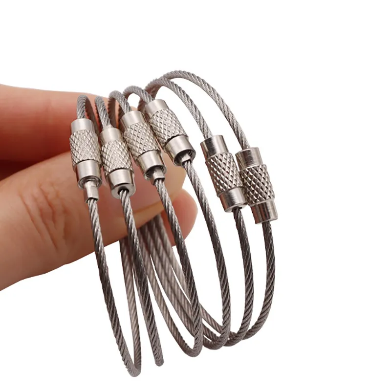 Stainless Steel Wire Keychain Cable Key Ring for Outdoor Hiking screw stainless steel wire rope cable key ring key chain cable