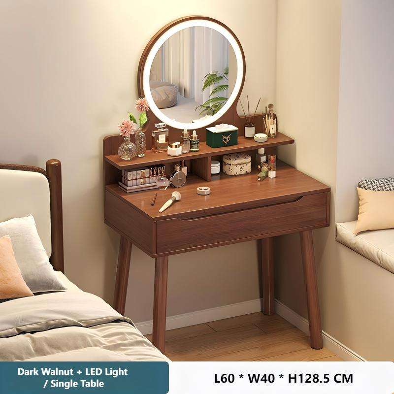 Dark walnut / Single Table + LED