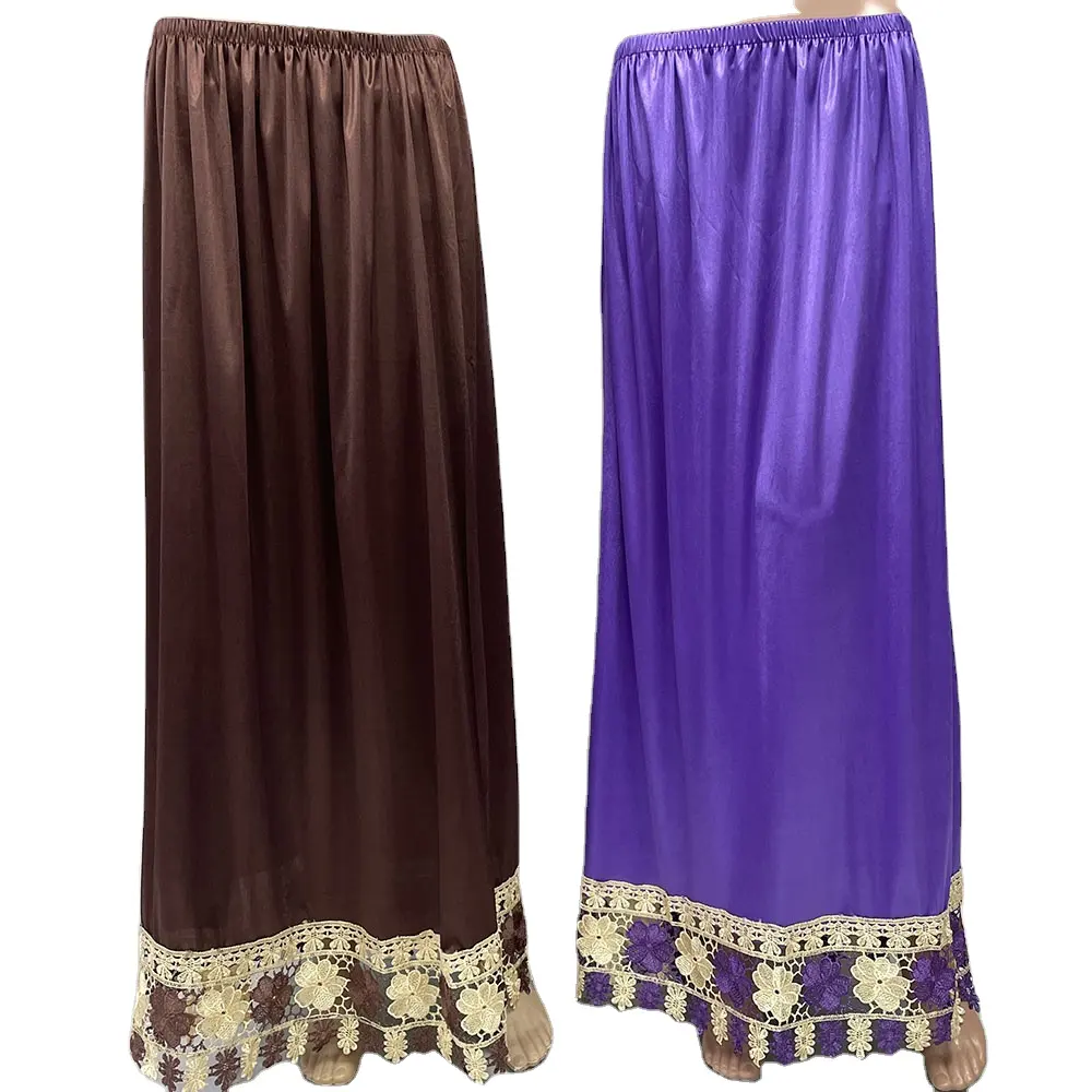 Maxi gonne lunghe del produttore MC-1646 donna musulmana con pizzo bicolore abaya dubai gonne lunghe più vendute