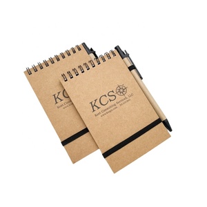 Bloc de notas con cierre de correa elástica personalizado, logotipo de promoción impreso, Bloc de notas de bolsillo en espiral Kraft pequeño con bolígrafo - Product Image 2