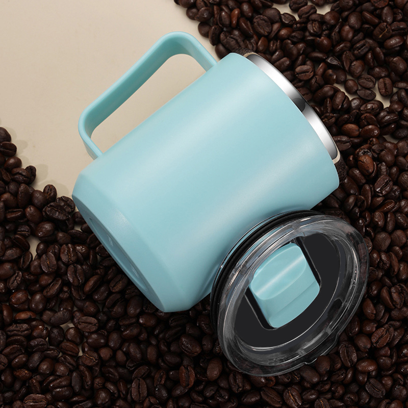 Anti-overflow Insulated Coffee Tumbler Cup 304 Stainless Steel Mug With Handle