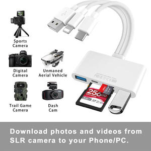 适用于IPhone/笔记本电脑的Sd tf卡读卡器适配器、Lightning Type-C USB转Tf & sd卡USB c OTG适配器支持Type-C设备 - Product Image 3