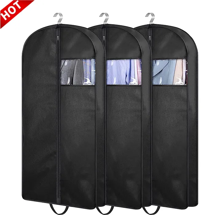 DuoYou 3 팩 부직포 정장 드레스 커버 보관 가방 주머니와 큰 교수형 여행 의류 가방