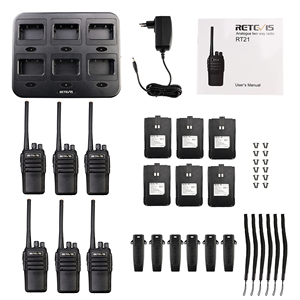 6PCS <strong>Retevis</strong> <strong>RT21</strong> 16CH VOX Scrambler Squelch Security Walkie Talkie UHF400-480MHz Two Way Radio Six-Way Multi Unit Rapid Charger - Product Image 4