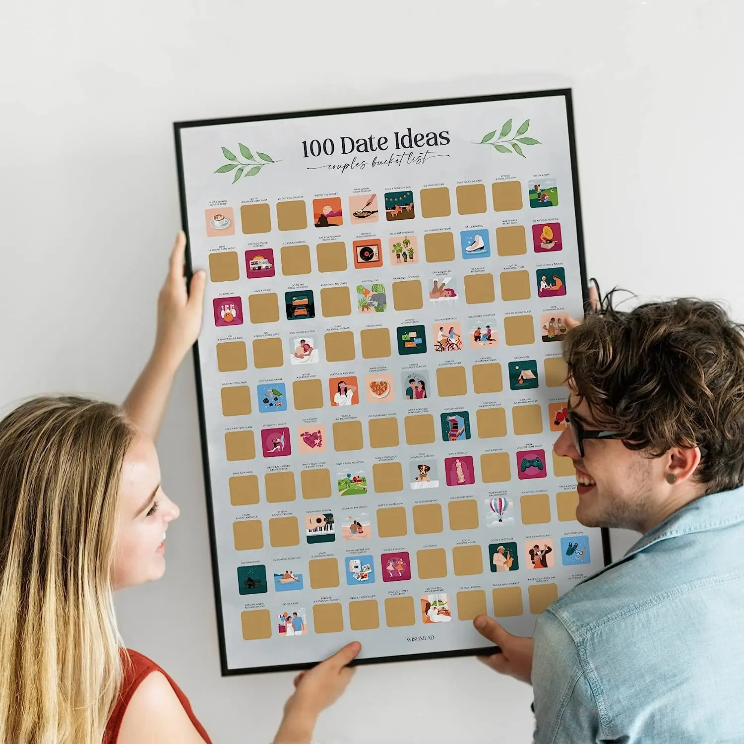 Impresión personalizada 100 Date Night Ideas Scratch Off Poster Parejas Scratch Game Poster Pareja's Bucket List
