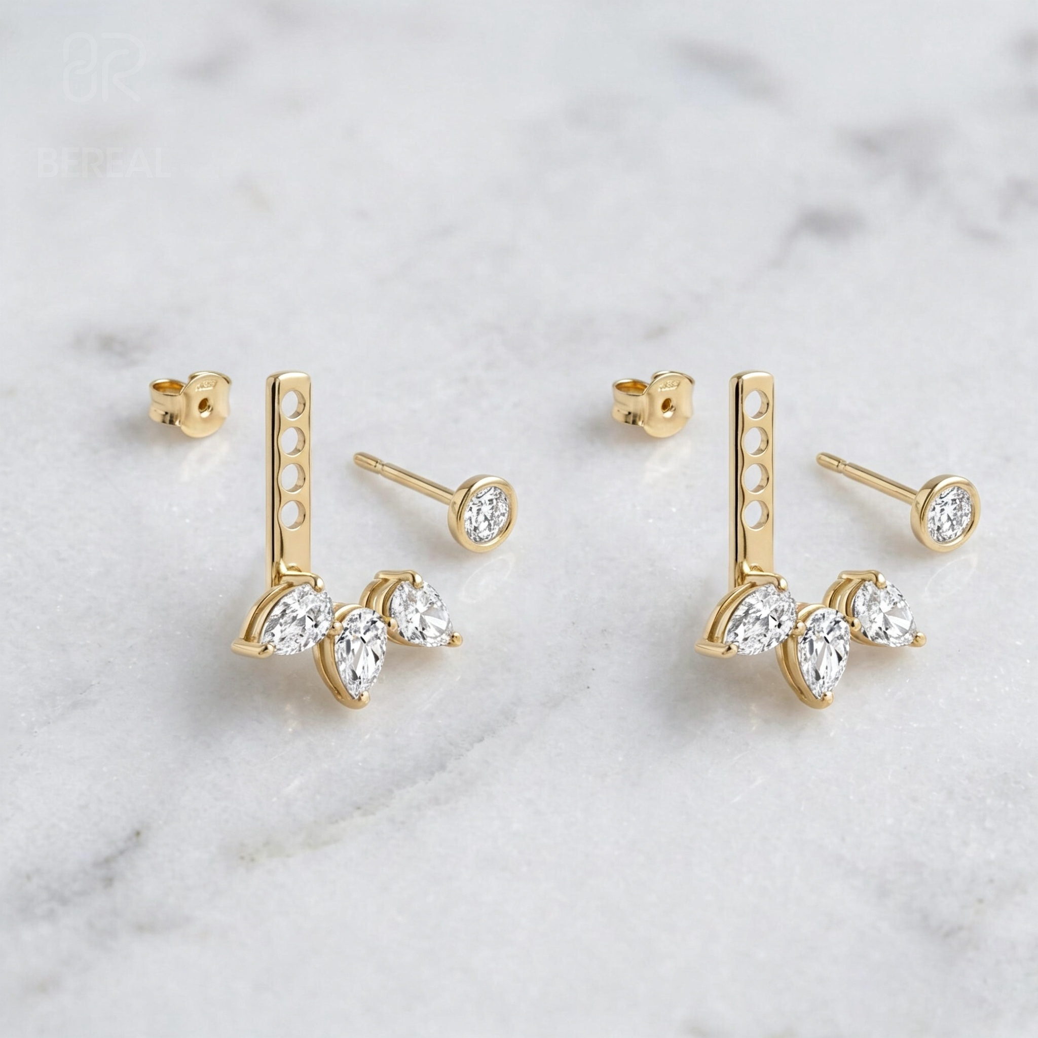 Three Pear Diamond Ear Jacket