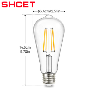 Retro Vintage Model <strong>LED</strong> Filament Bulb ST64 4w <strong>6w</strong> 8w E27 Base clear Edison Style Decorative with clear Glass Cover - Product Image 5