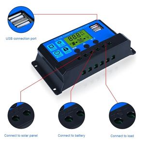 Regolatore solare 12V/24V 30A 20A 10A regolatore solare Pwm caricabatteria Display Lcd Dual Usb 5V uscita solare regolatore carica - Product Image 4