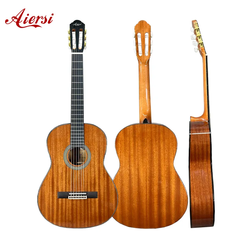 Marchio Aiersi prezzo di fabbrica tutto in legno laminato chitarra classica con colore naturale per principianti