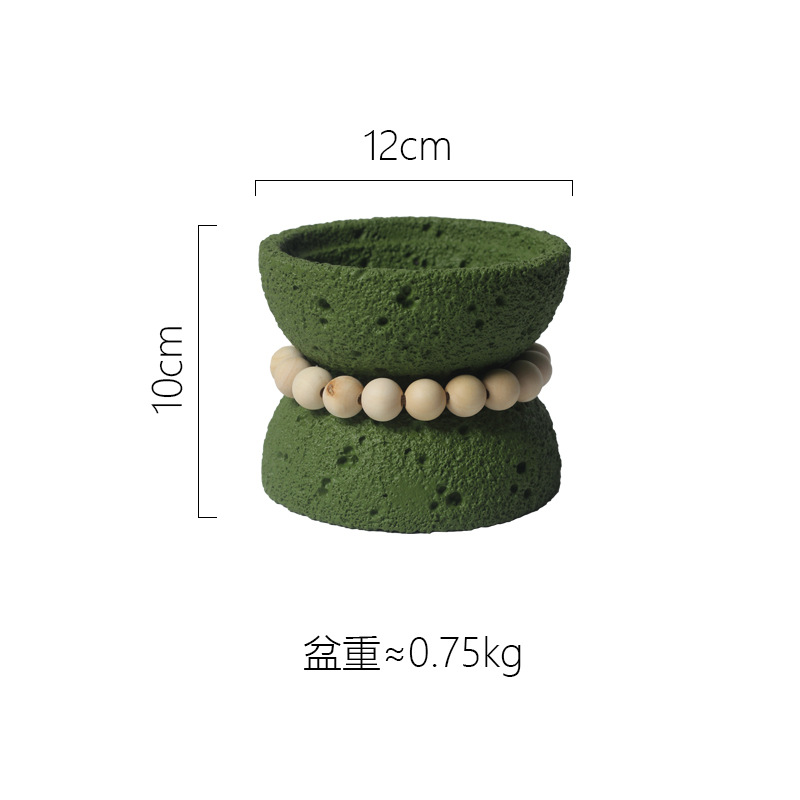 Ak374 petit pot de fleur vert olive avec perles-pas de trou