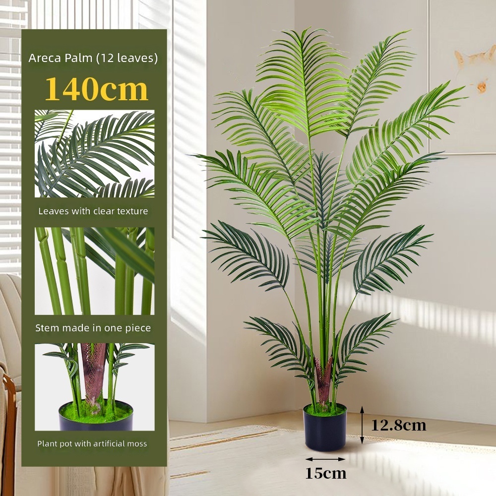 140cm high sim-loose anemone-12 leaves-black plastic basin
