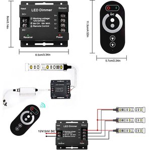 DC 12V-24V 18A PWM tira de luz LED atenuador con control remoto deslizante regulable, ajuste el interruptor de luz atenuador de brillo - Product Image 3