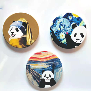 Jia Yi Phong Cách Trung Quốc Dễ Thương Gấu Trúc Thấm Gốm Sứ Đá Cẩm Thạch Uống Coaster Diatomite Coaster - Product Image 4
